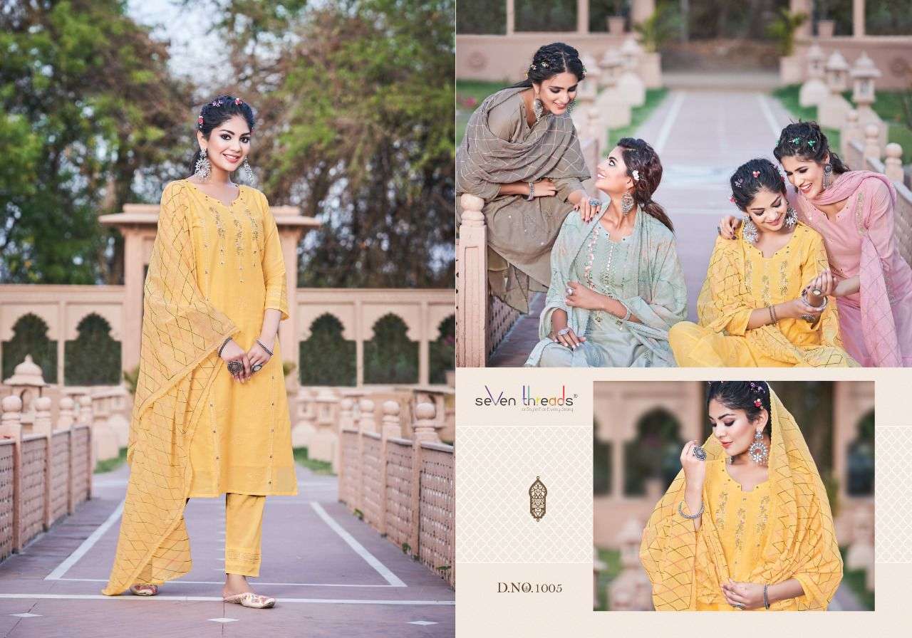 Seven Threads-Sangini-Mull-Cotton-Embroidery-Hand-Mirror-Work-Kurti-Embroidery-Work-Pant-Kota-Checks-Cotton-Dupatta-1005